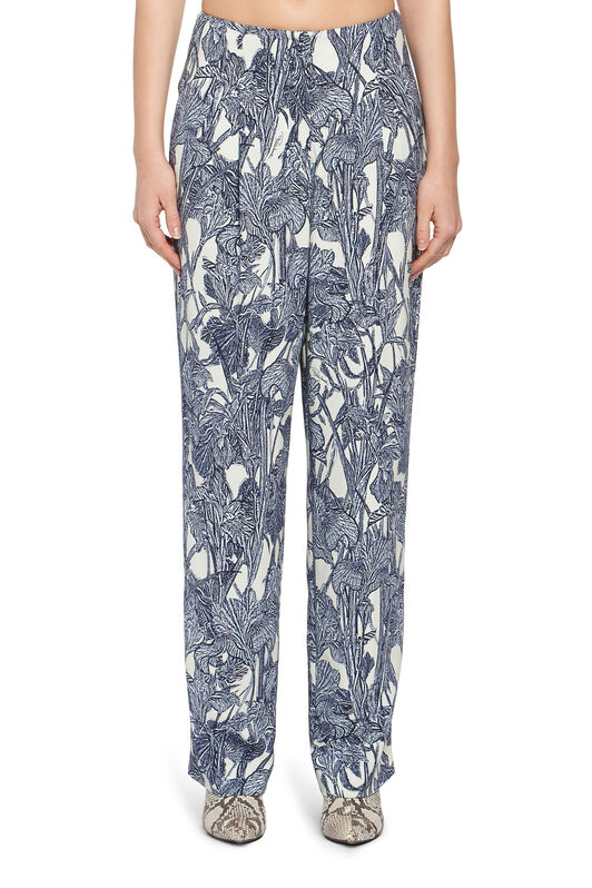 RC Iris print straight leg trousers IVORY/DARK NAVY HQT211-ORM05