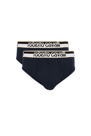 ${brand} Zweierpack Marineblau Baumwoll-Slips mit Logo-Bund ${colorDescription} ${masterID}