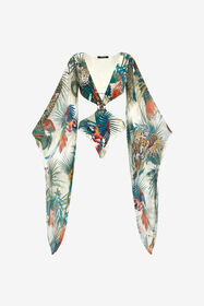 ${brand} Jungle-Print Badeanzug Einteiler Seidenärmel ${colorDescription} ${masterID}