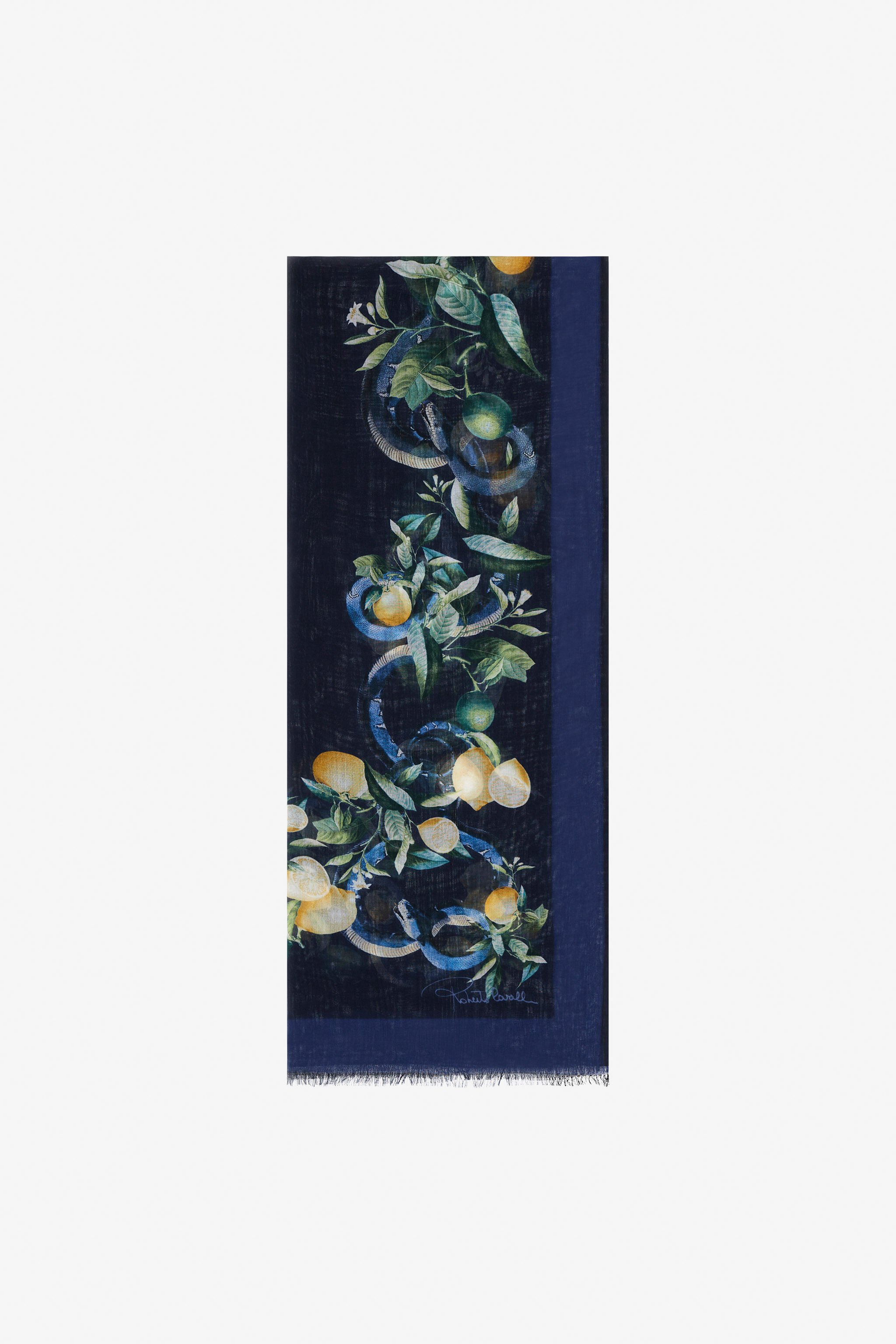 RC Roberto Cavalli Stole with Lemon print Dark blue SYI00C-OBL58