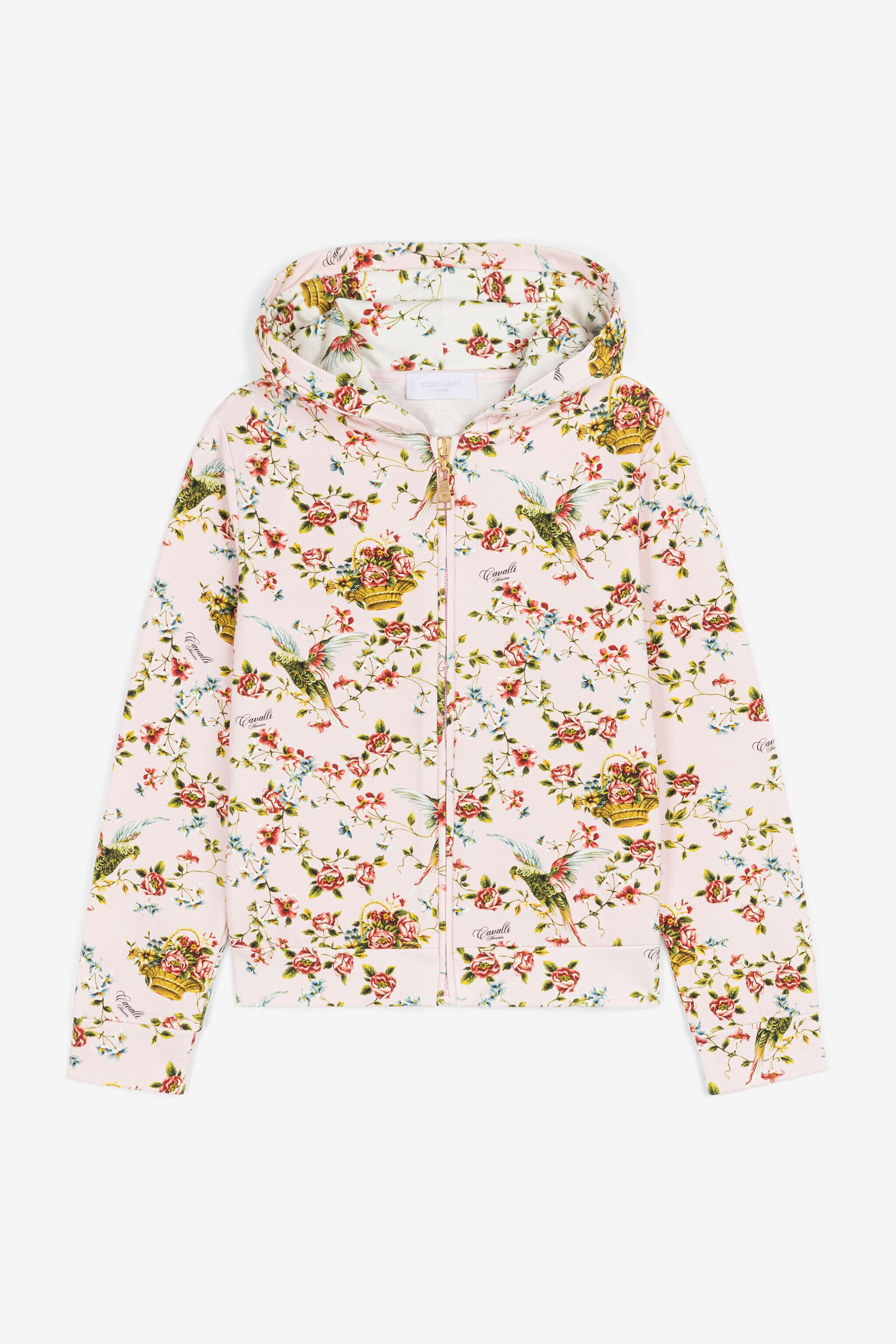 JU Floral-print zip-up hoodie Pink OJT917-1Z002