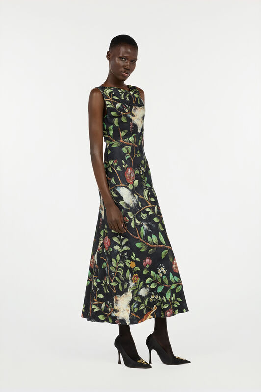 RC Silk Dress With Shrub And Floral Print RC Silk Dress With Shrub And Floral Print Black VWT102-OZQ69