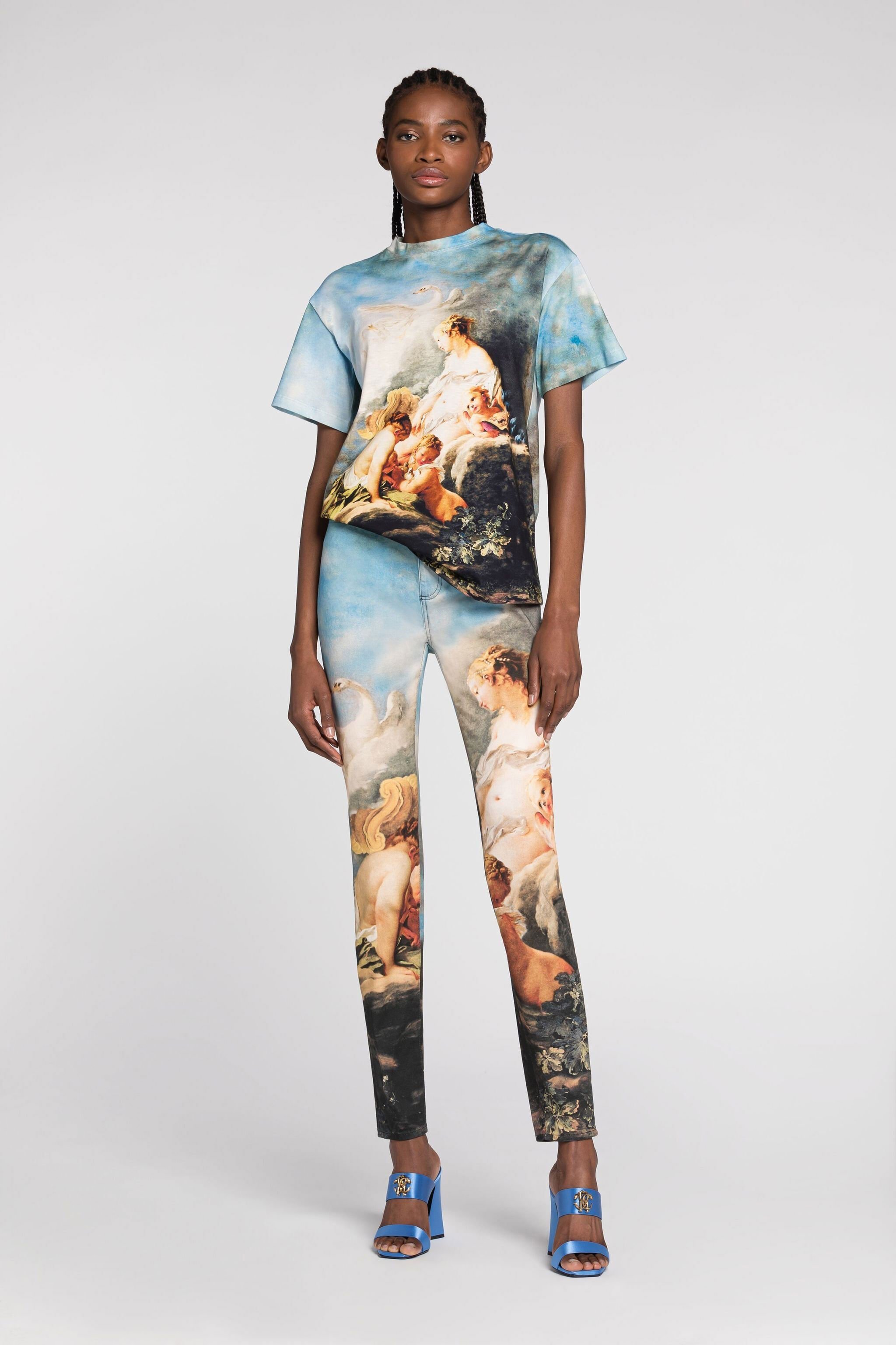RC Graphic-print high-waisted skinny jeans Light blue QWJ233-DAG38