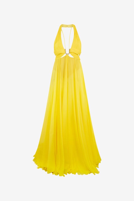 RC Robe Maxi Jaune en Soie avec Découpes YELLOW WQT129-CQ002