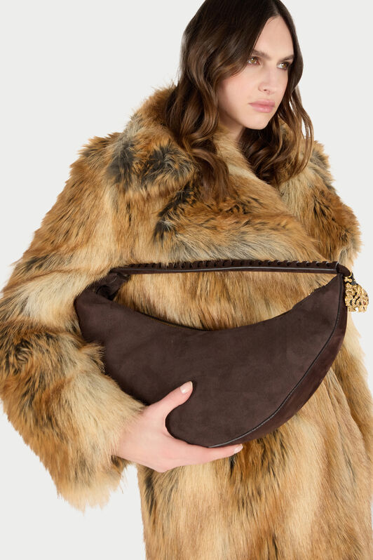 RC Roar Hobo Bag in Suede Leather RC Roar Hobo Bag in Suede Leather Brown VKB006-PC002