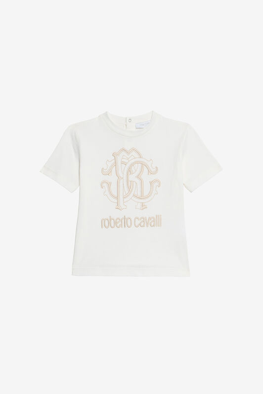 JU T-Shirt Bianco Latte Con Monogram RC E Logo JU T-Shirt Bianco Latte Con Monogram RC E Logo MILKY WHITE VJT608-JD001
