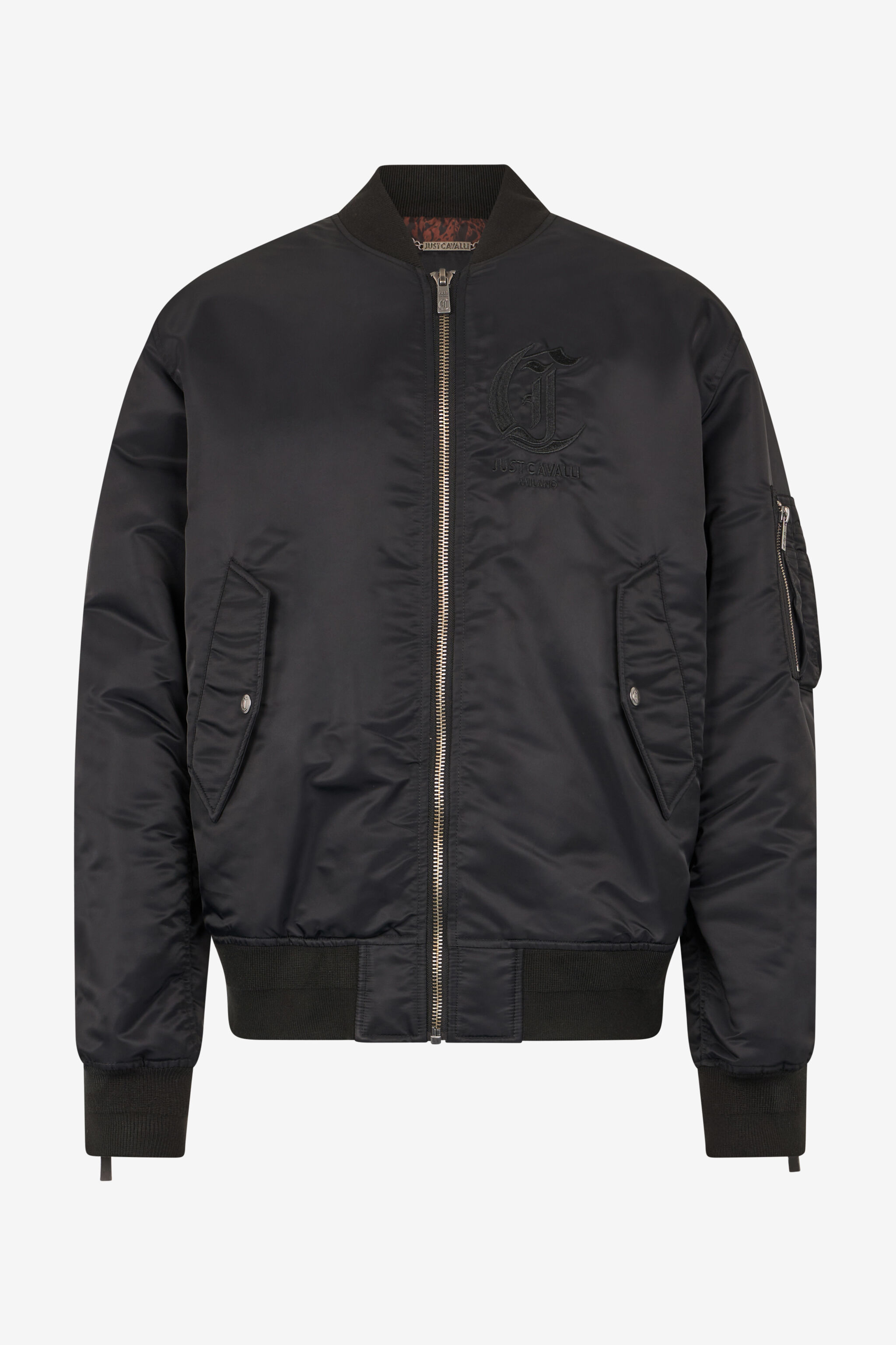 JC Bomber Jacket With JC Monogram Black TFT066-TF090