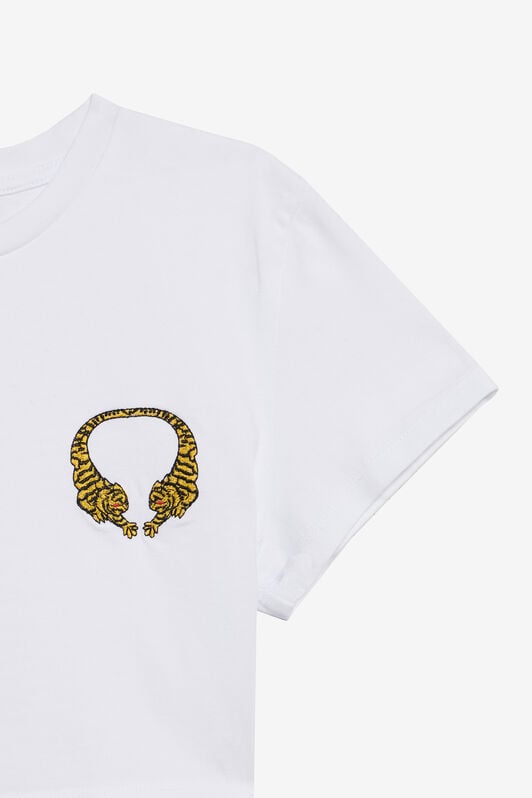 RC Crop-Top aus Baumwolle mit Tigermotiv WHITE WQT63B-JD028