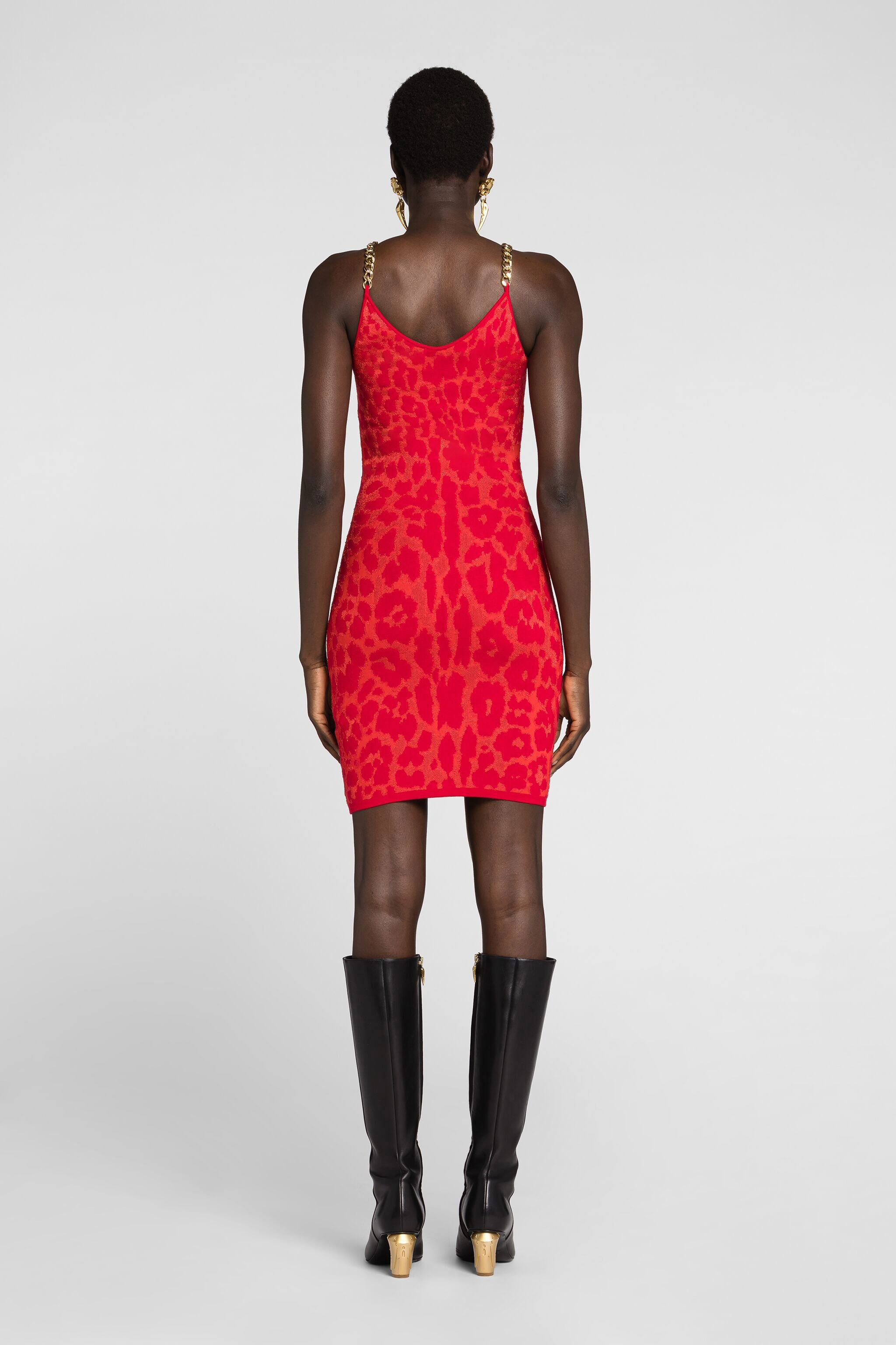 RC Vestido jaguar de jacquard con cadena Naranja OQM113-MA003