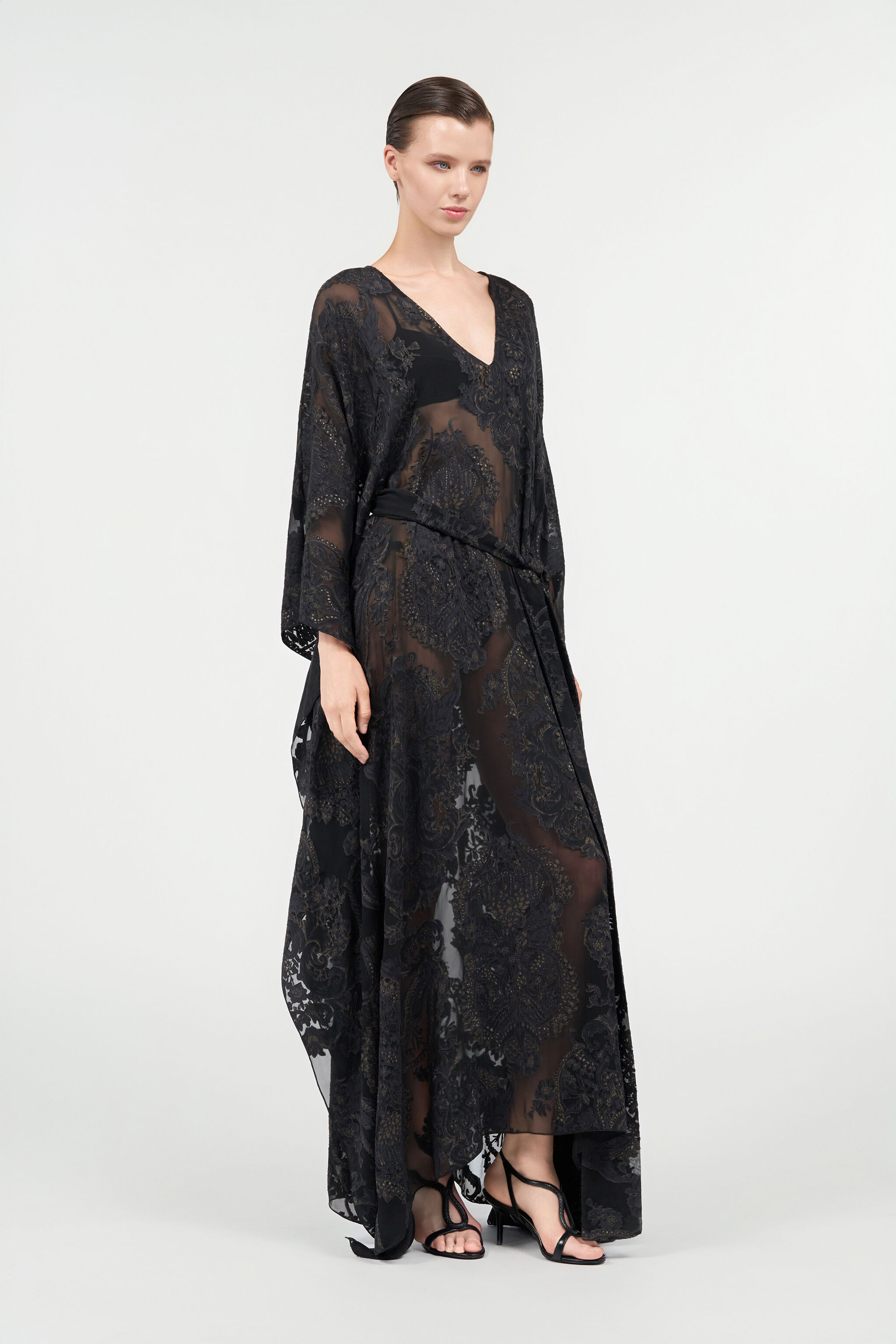 RC Kaftano See-Through in Seta Ornamental Black BLACK WKW011-SLR36