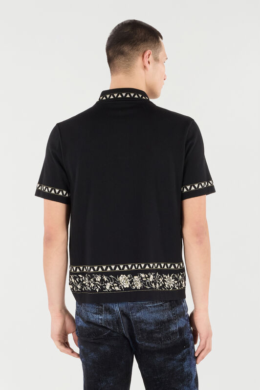 RC Knit Polo Shirt with Jacquard Motif RC Knit Polo Shirt with Jacquard Motif Black VNM640-MQ027
