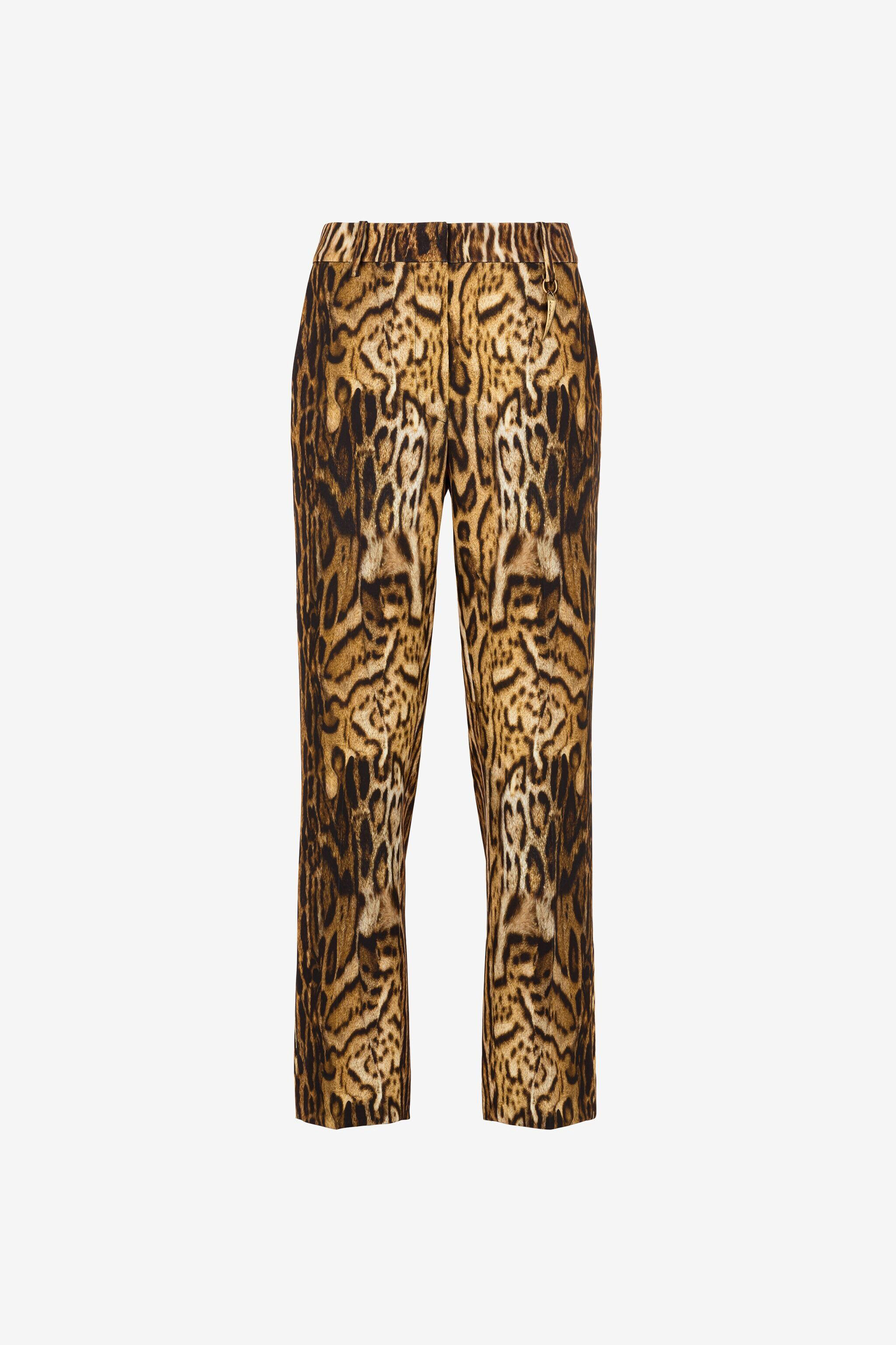 RC Ocelot-Print Straight-Leg Trousers Light brown PKT201-7OE37