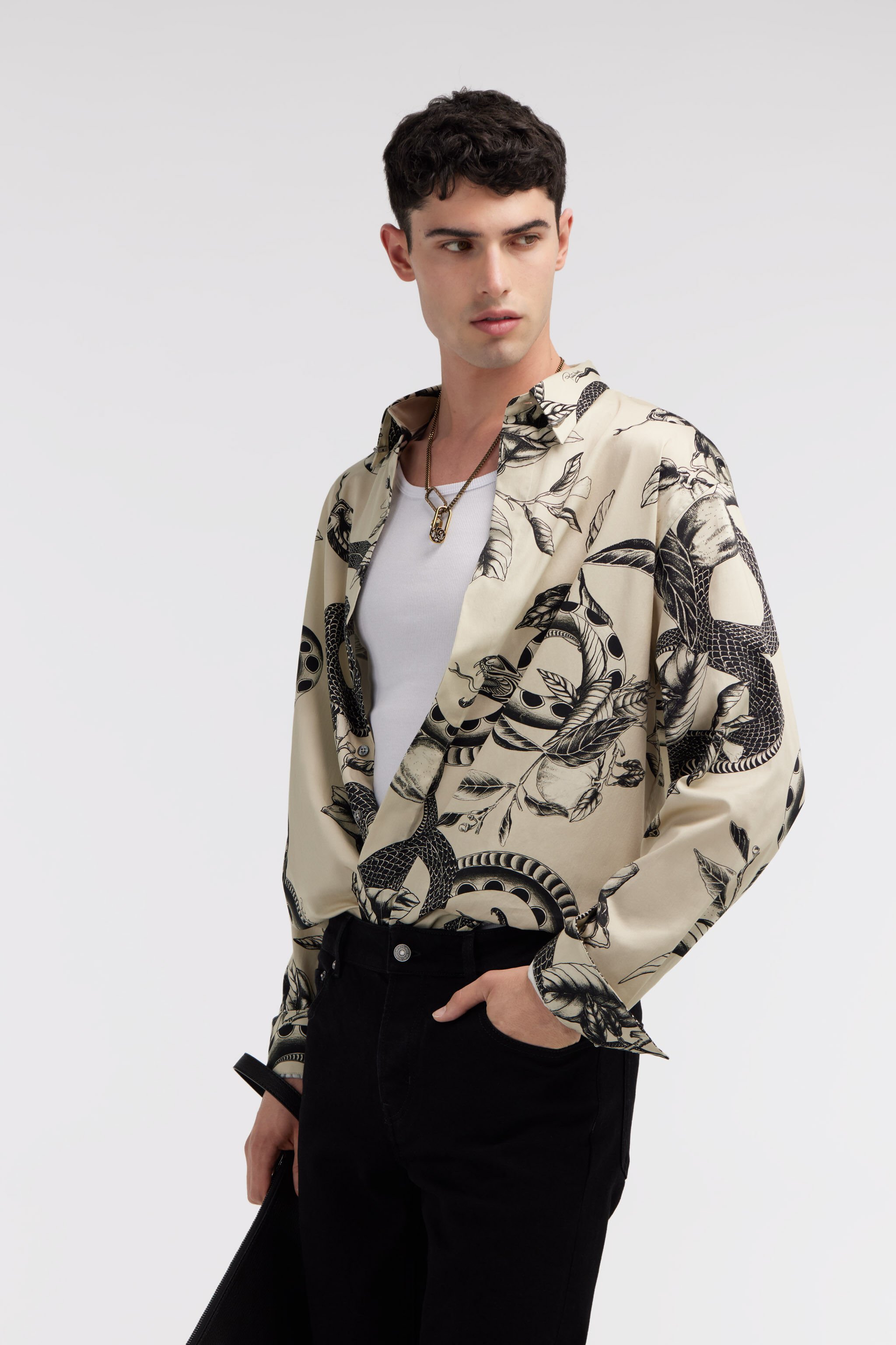 RC Snake print shirt Ivory SRT710-CDI90