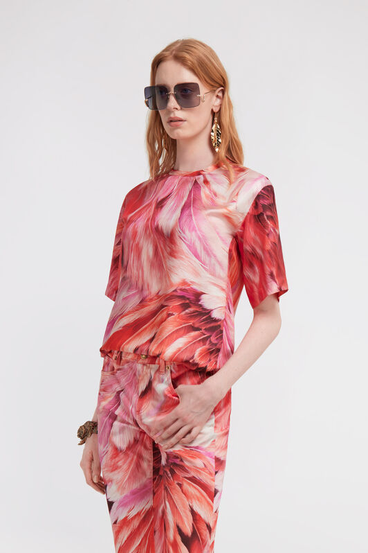 RC Plumage print t-shirt Fucsia SWT644-4QL71