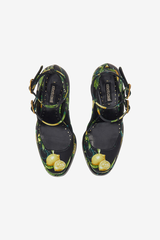RC Lemon print platform sandals Black SKS006-SE380