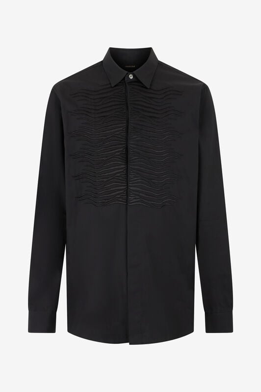 RC Black Cotton Shirt with Embroidered Zebra Motif BLACK SOT70E-3AD03