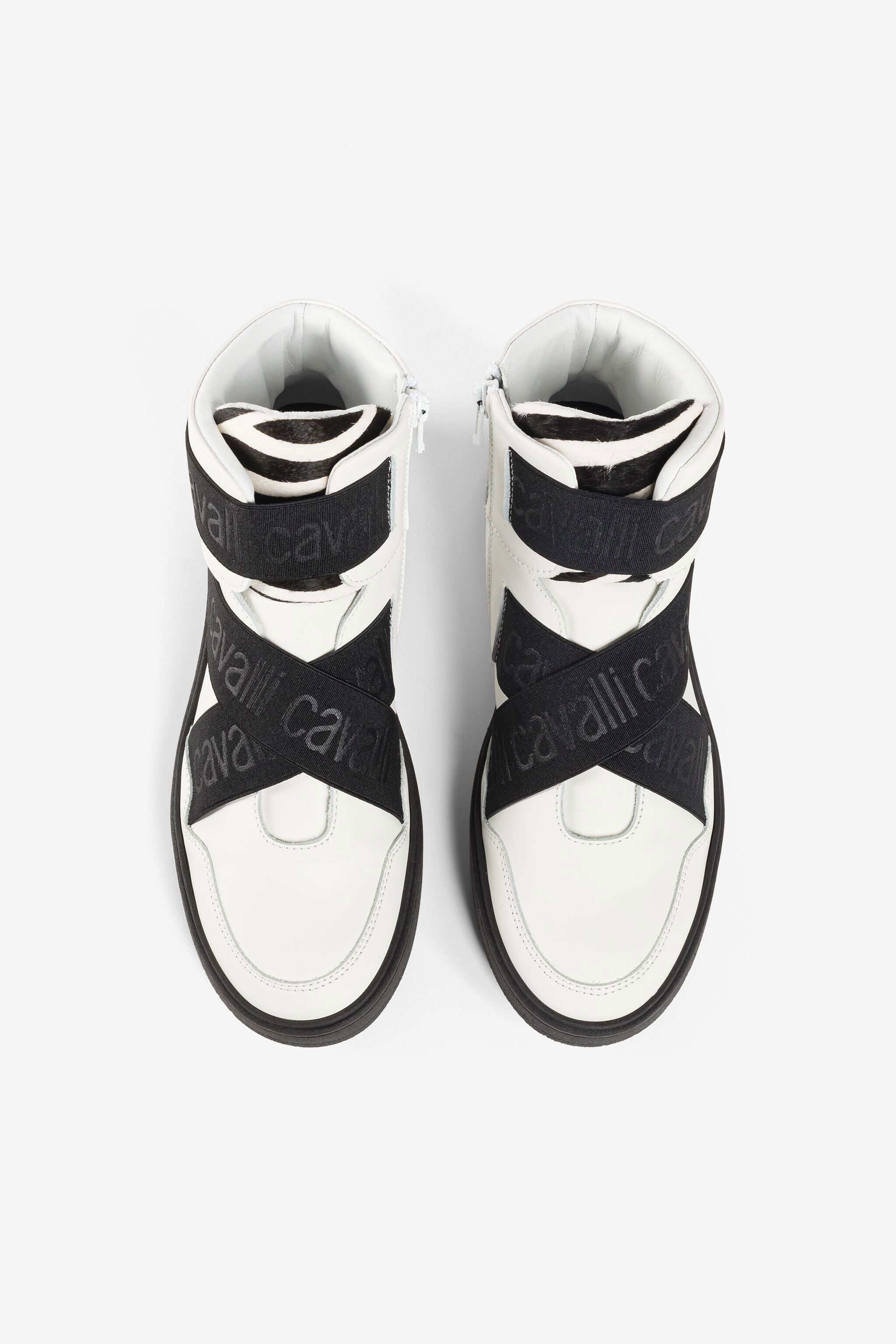 JU Sneakers alte con strappi elasticizzati Bianco/Nero PJS031-PN003