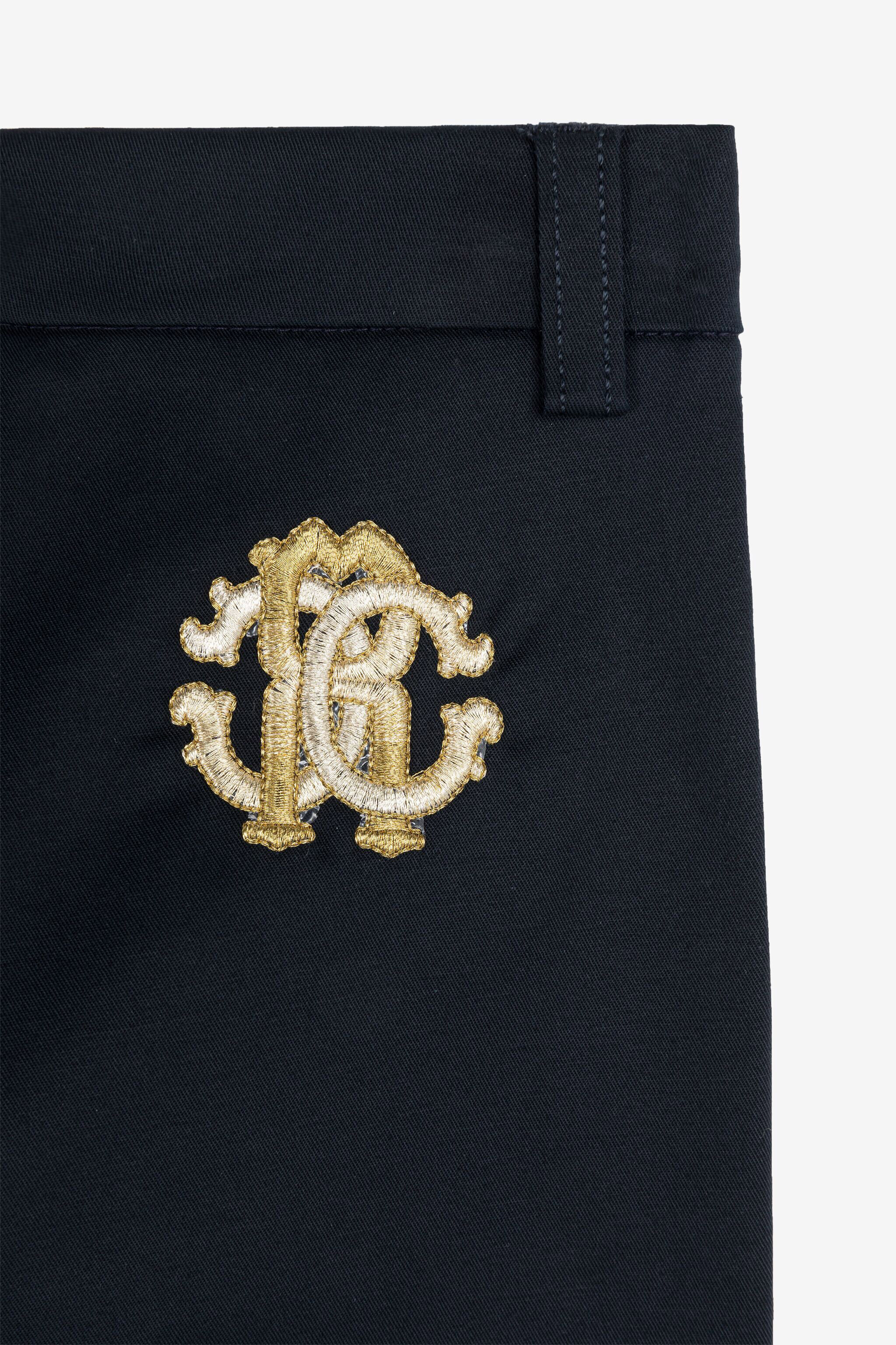 JU RC Monogram-Embroidered Cotton Trousers Dark blue RJT218-CE035