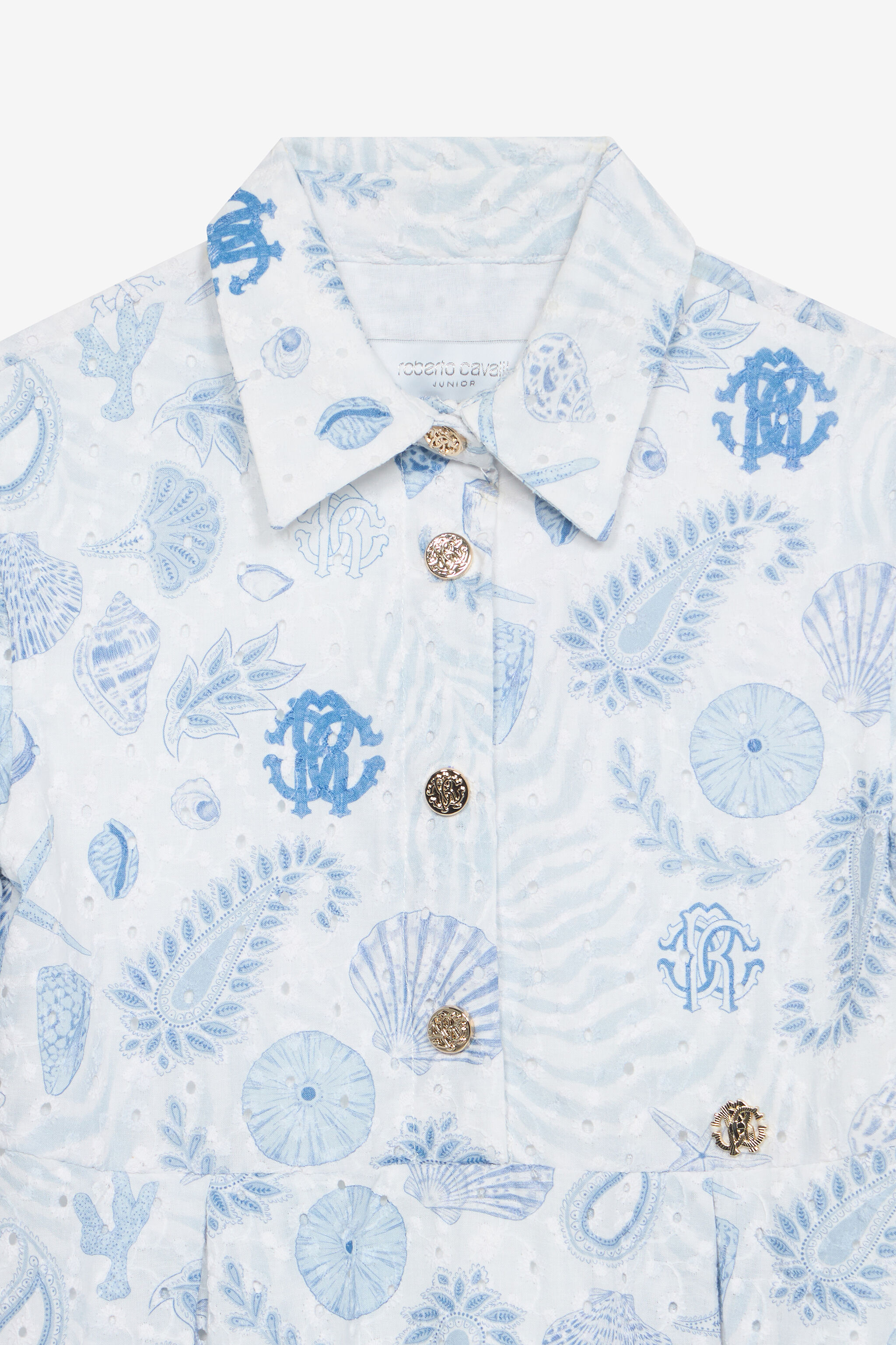 JU Marine-Print Broderie Anglaise Dress Light blue UJT10U-ELO39