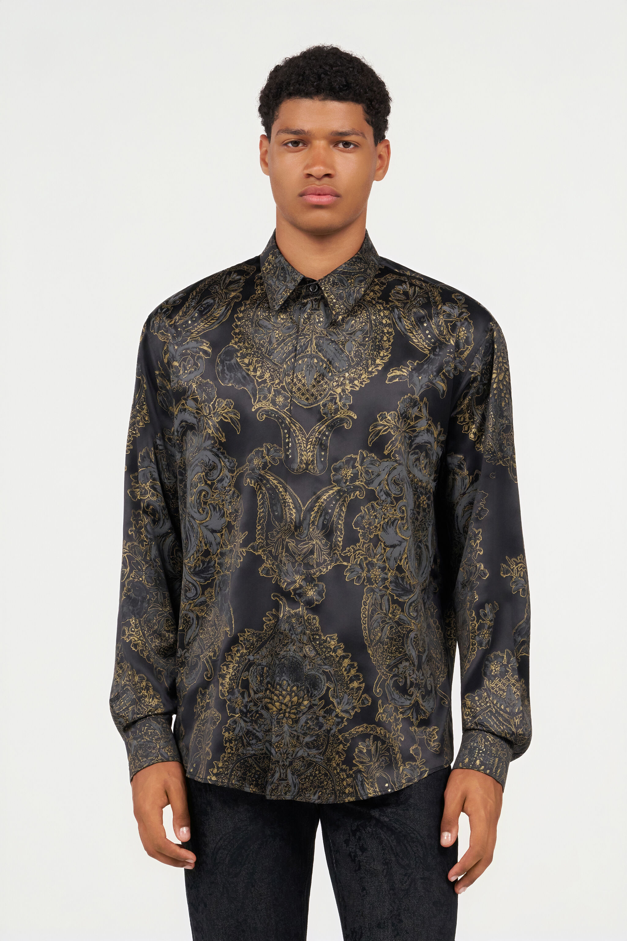 RC Ornamental Black Print Shirt BLACK WRT712-SZR36