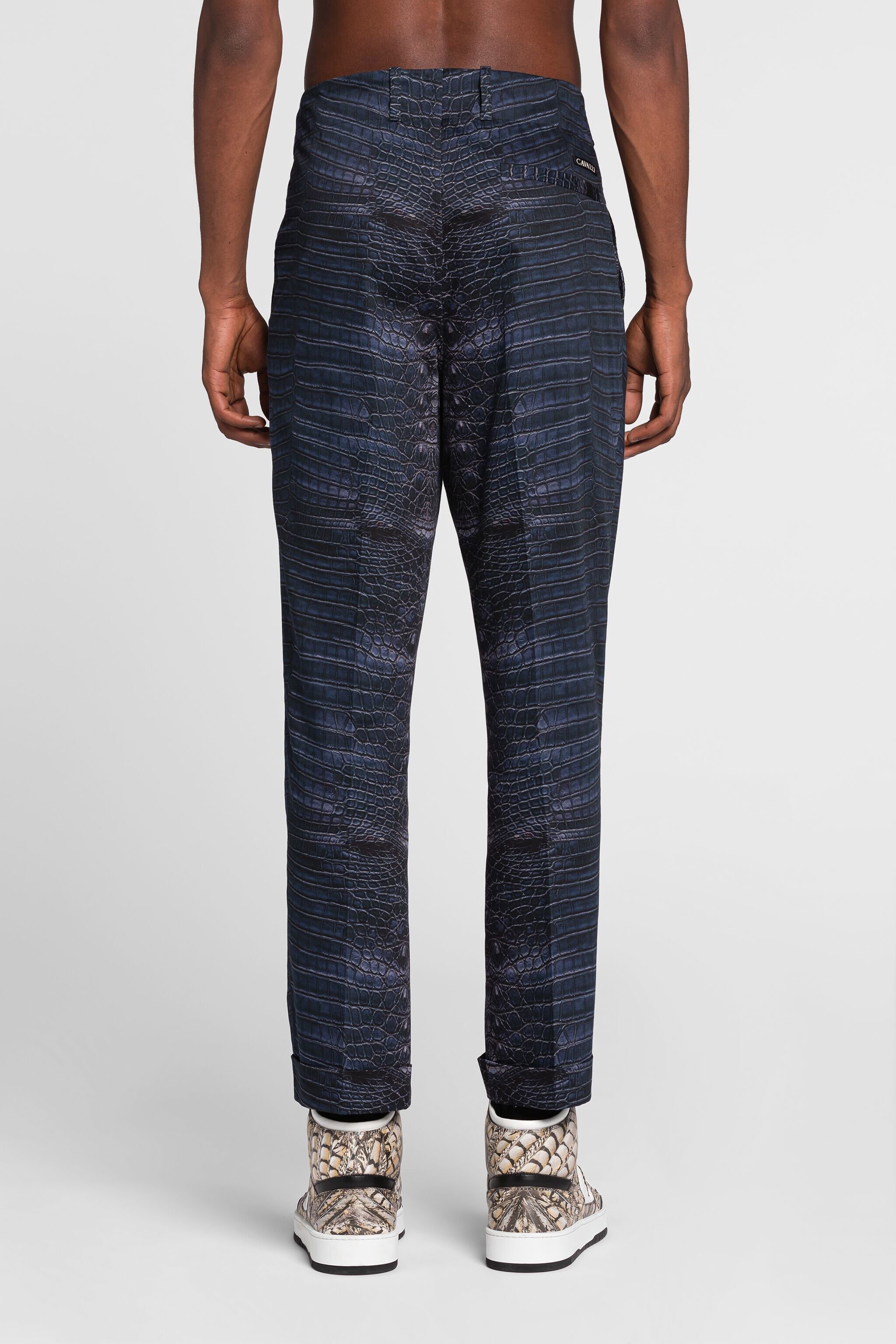 RC Snakeskin-effect tailored trousers Dark blue QRT206-1Z011