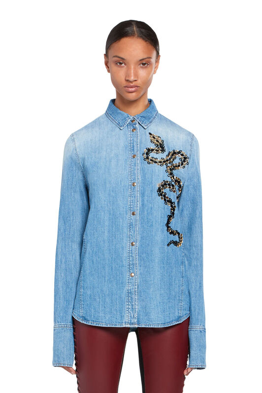 RC Blue Embellished Denim Shirt RC Blue Embellished Denim Shirt BLUE IQJ714-VT006