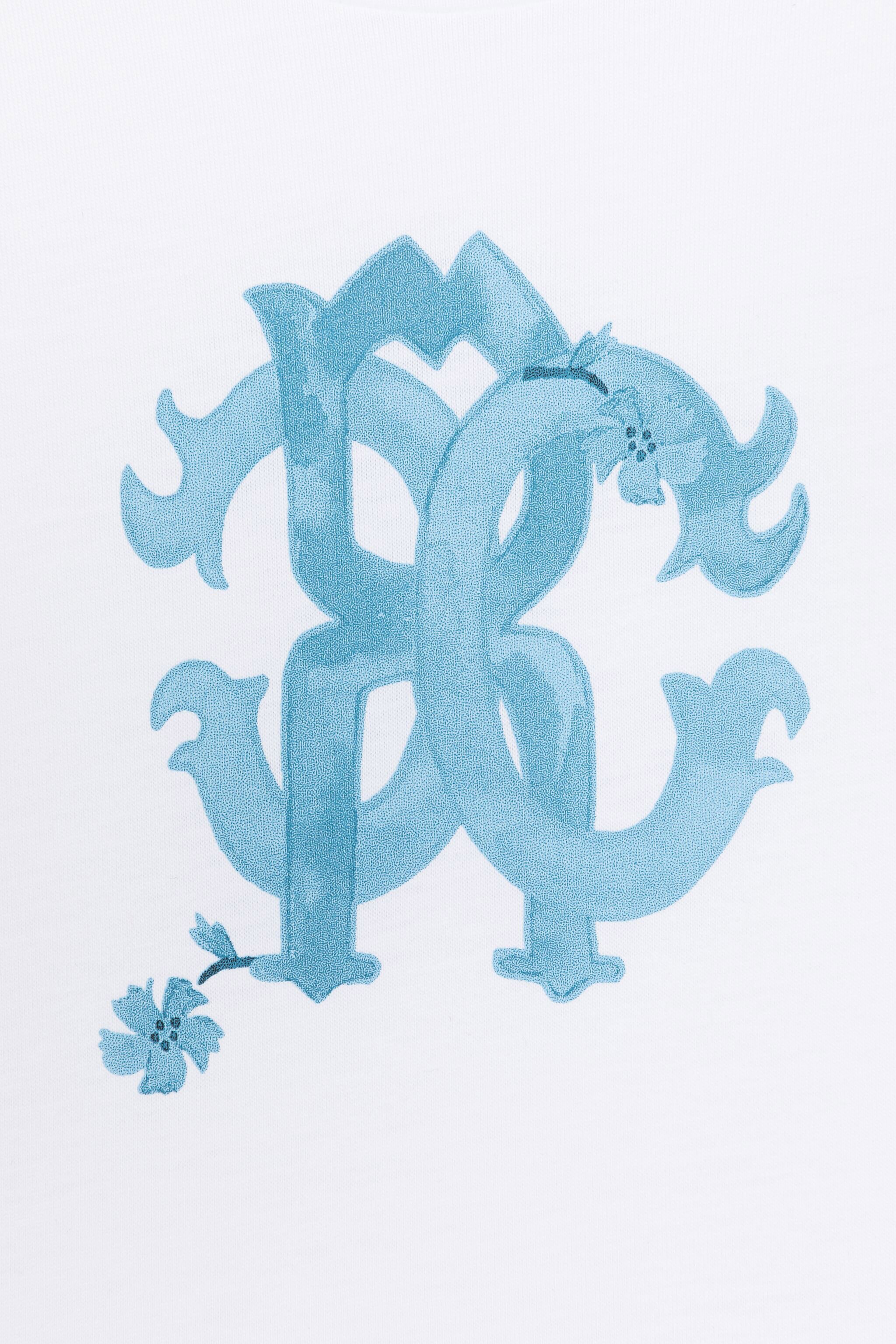 JU RC Monogram-Print Cotton T-Shirt White RJT639-JD001