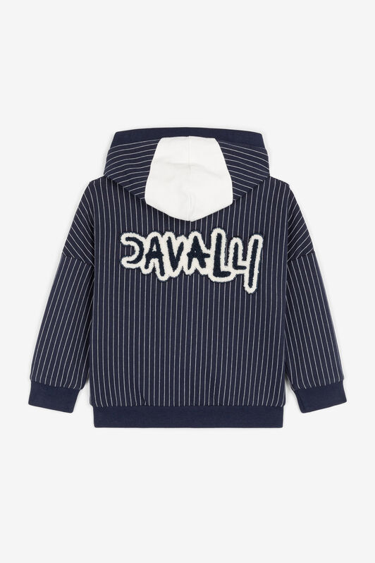 JU C Logo-Appliqué Striped Hoodie Dark blue OJT90C-HUC77