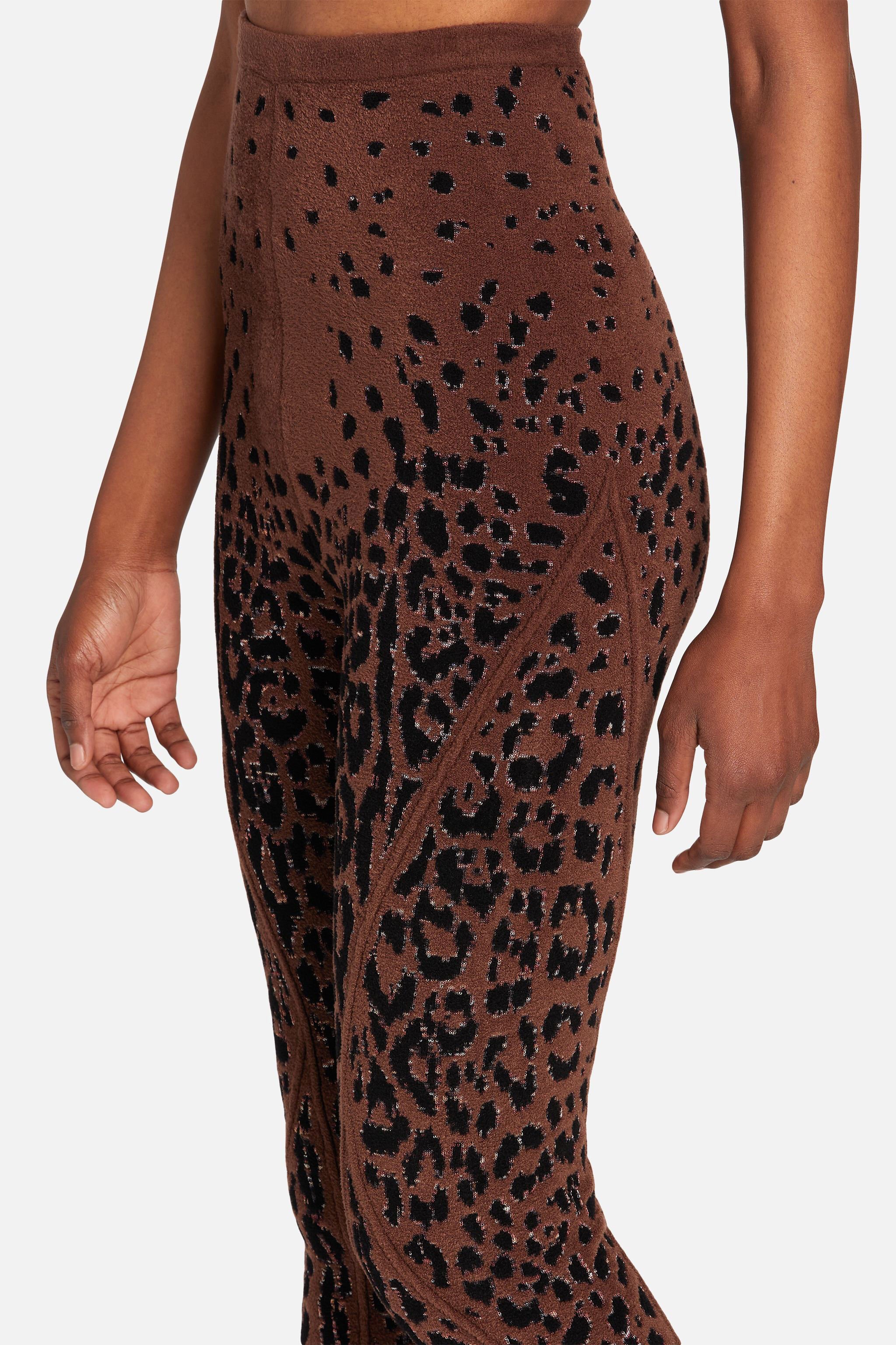 RC Leopard-Jacquard Leggings Dark brown NQM200-CJ021