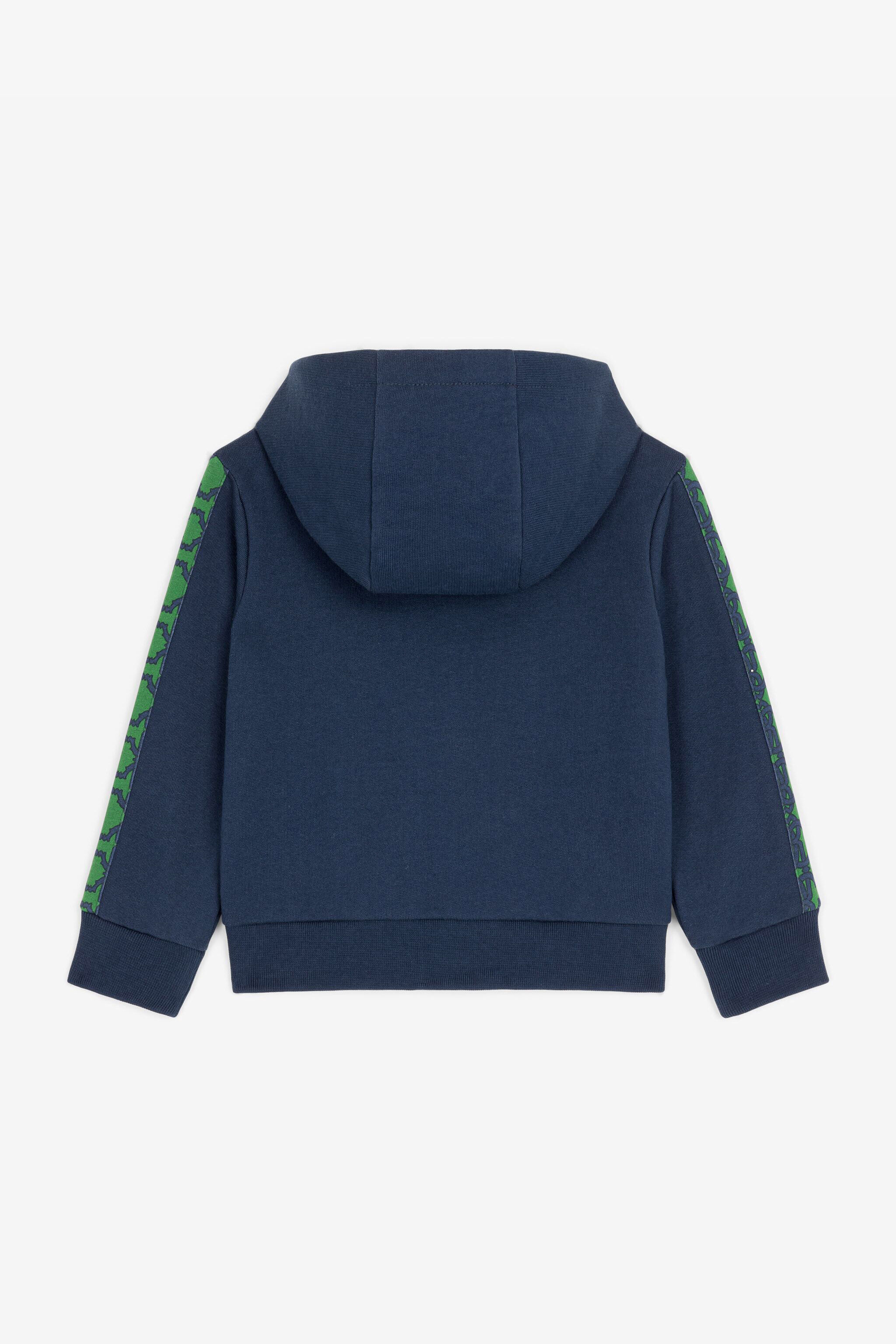 JU RC Monogram-Embroidered Cotton Hoodie Dark blue RJT906-CF050