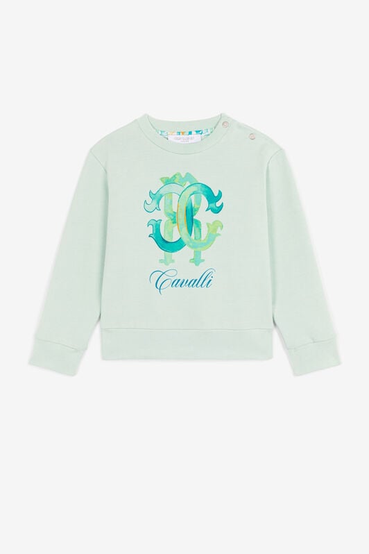 JU Logo-print cotton sweatshirt Light green QJT938-CF050