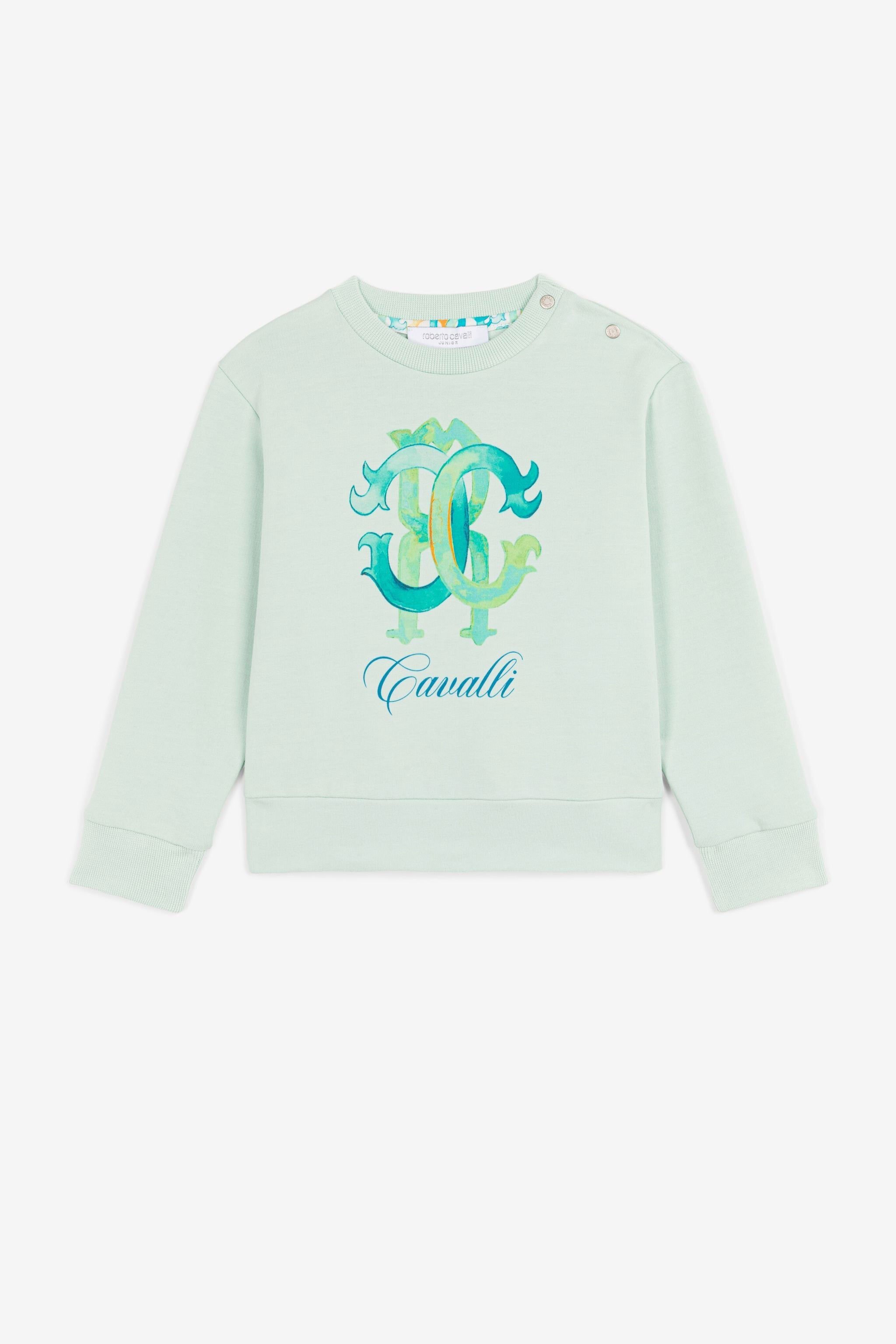 JU Logo-print cotton sweatshirt Light green QJT938-CF050