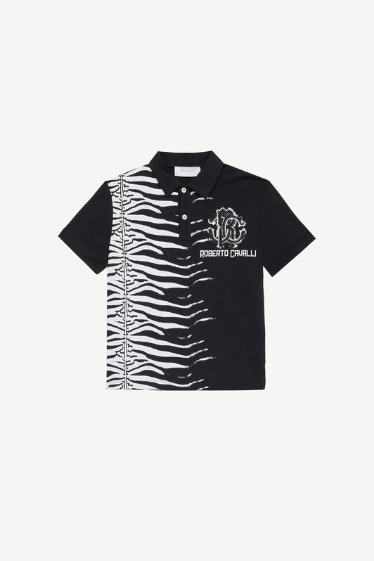 JU Polo Tiger Skin Con Monogram RC E Logo Nero UJT64A-JD001