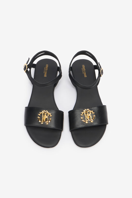 RC Black Sandal With Monogram RC BLACK QOS01E-PZO12