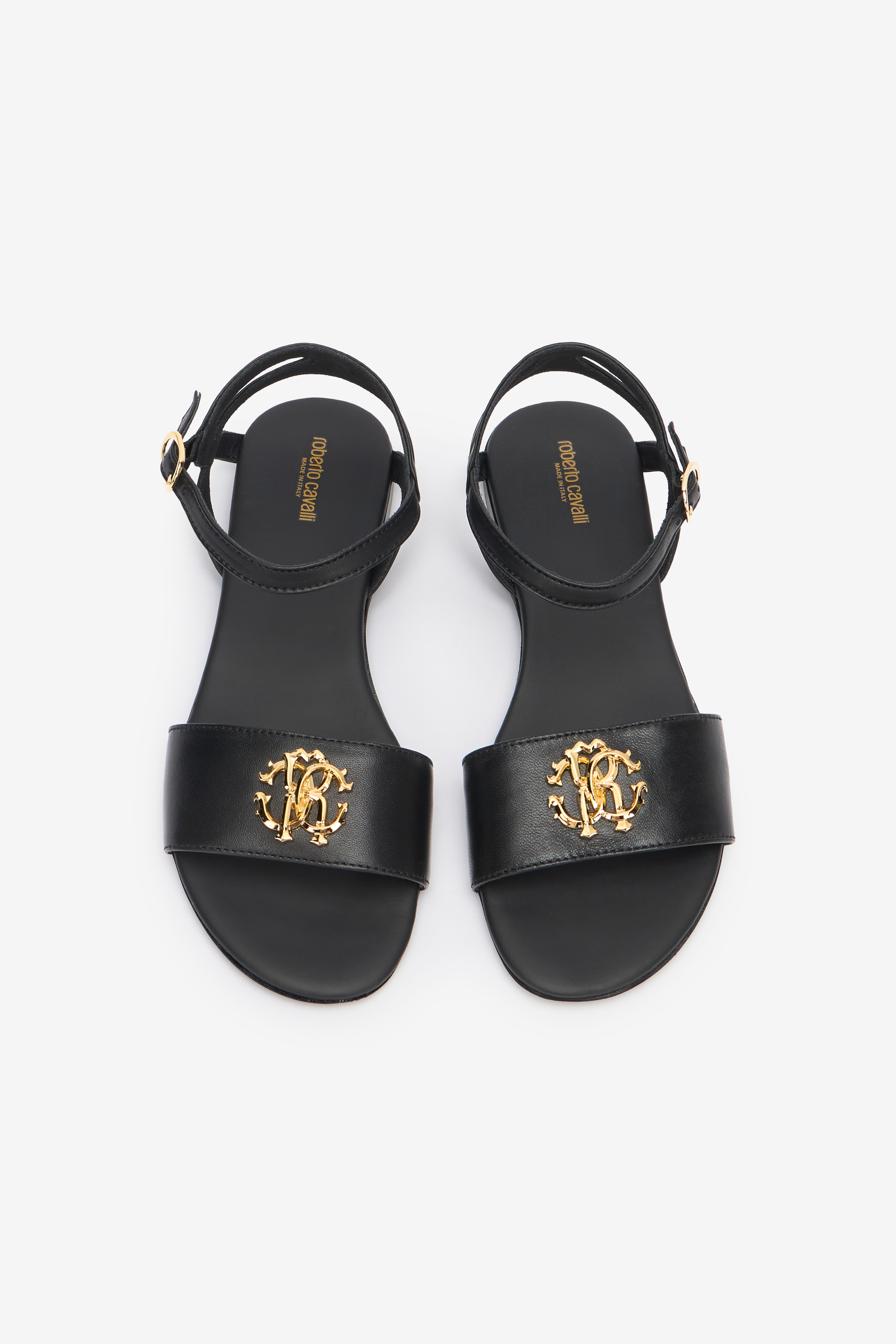RC Black Sandal With Monogram RC BLACK QOS01E-PZO12