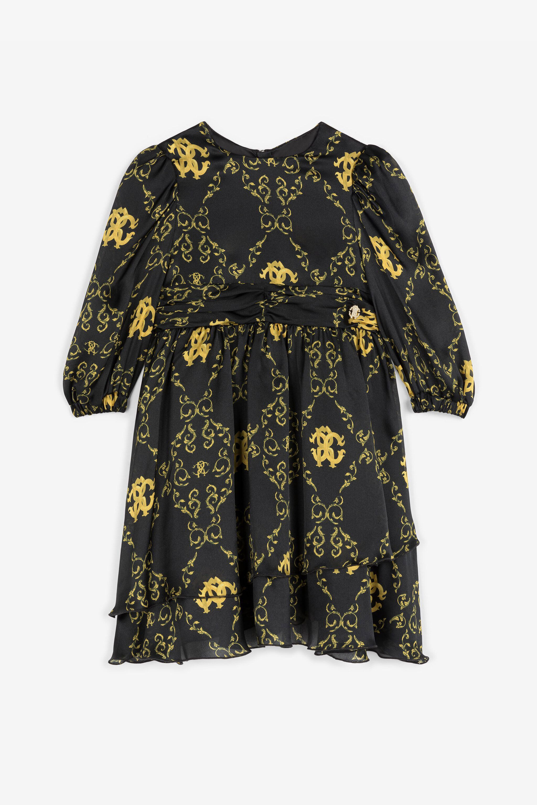 JU Baroque-Print Silk Dress Black RJT114-2NG84