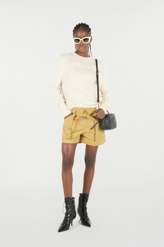 RC Belted Shorts With Python Print Light Brown UKT212-4NN53