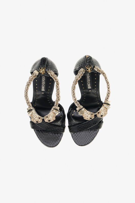 RC Sandali platform con pantere gioiello Nero SKS132-PA001