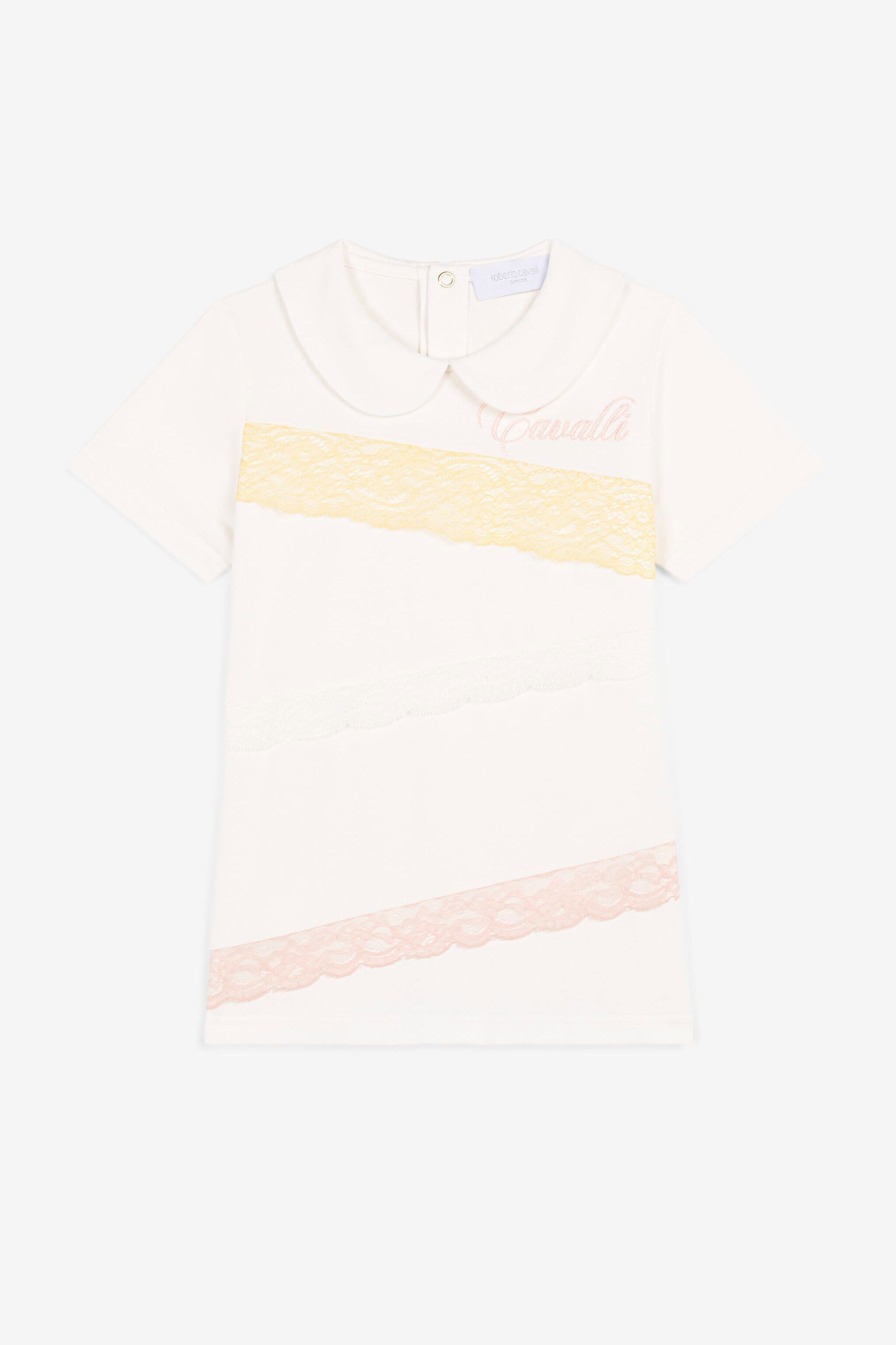 JU Logo-Embroidered Lace-Trimmed Top White OJT611-ISA2J