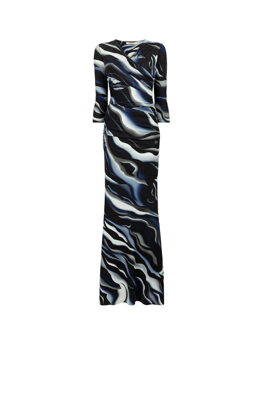 RC Sistine Chapel-Print Maxi Dress BLACK/BLUE JWT168-LNT52