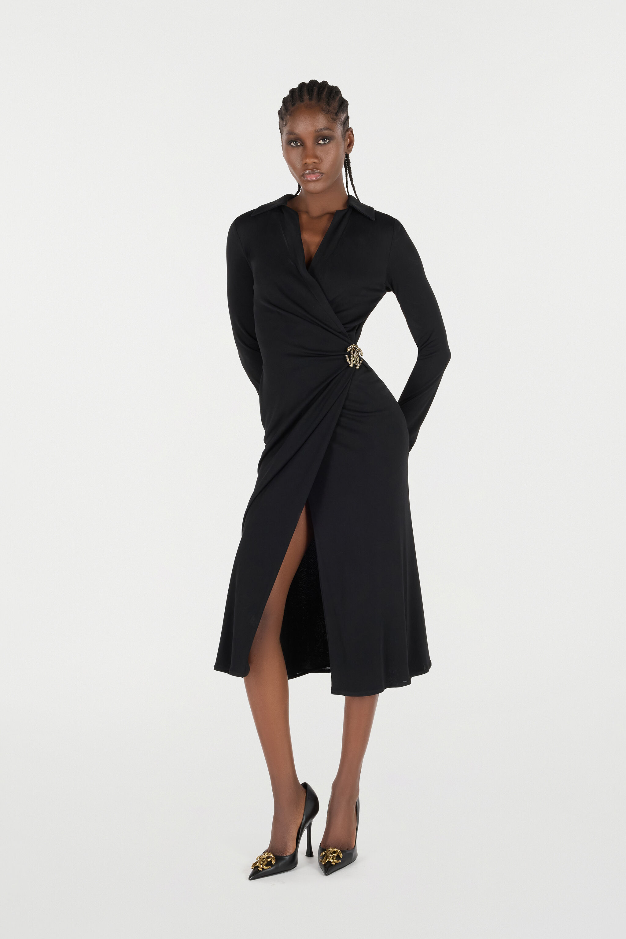 RC Midi Dress with Mirror Snake Monogram Black VQT108-JE034