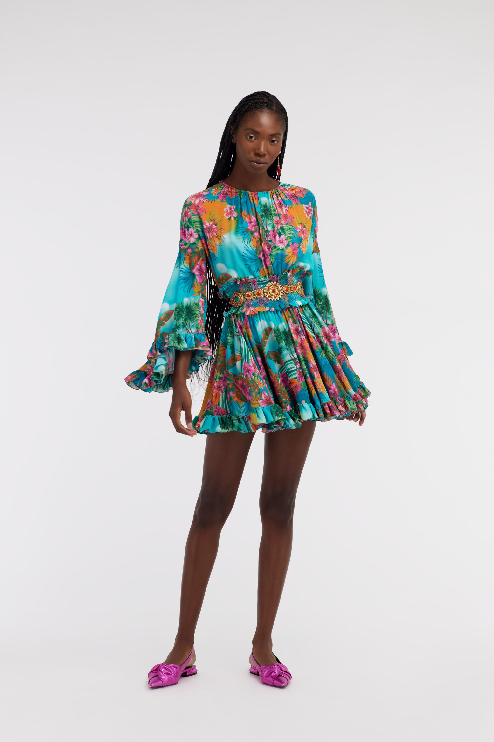 RC Mini dress Hawaii print Azul claro SKT126-7HI84