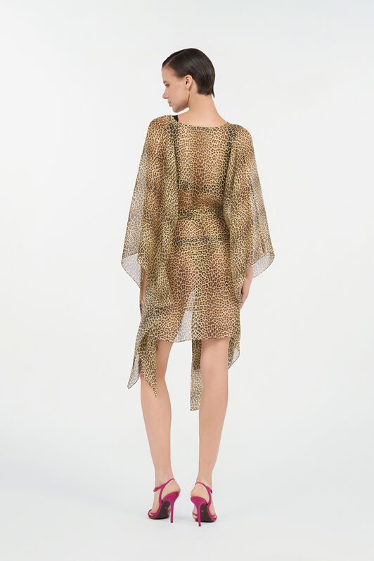 RC Baby Jaguar Print Silk Kaftan BROWN WQW028-HNR31