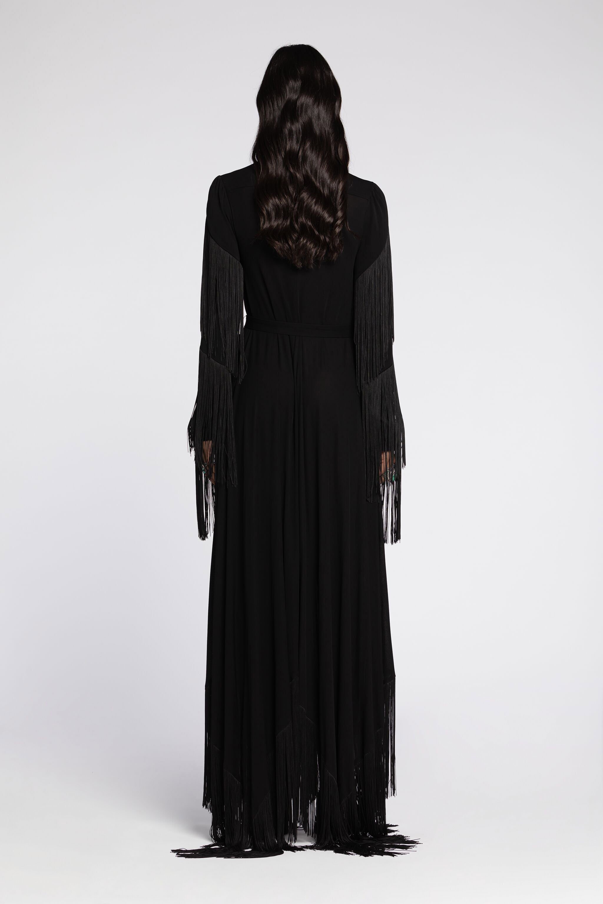 RC Fringed Maxi Dress Black RKT120-JJ051