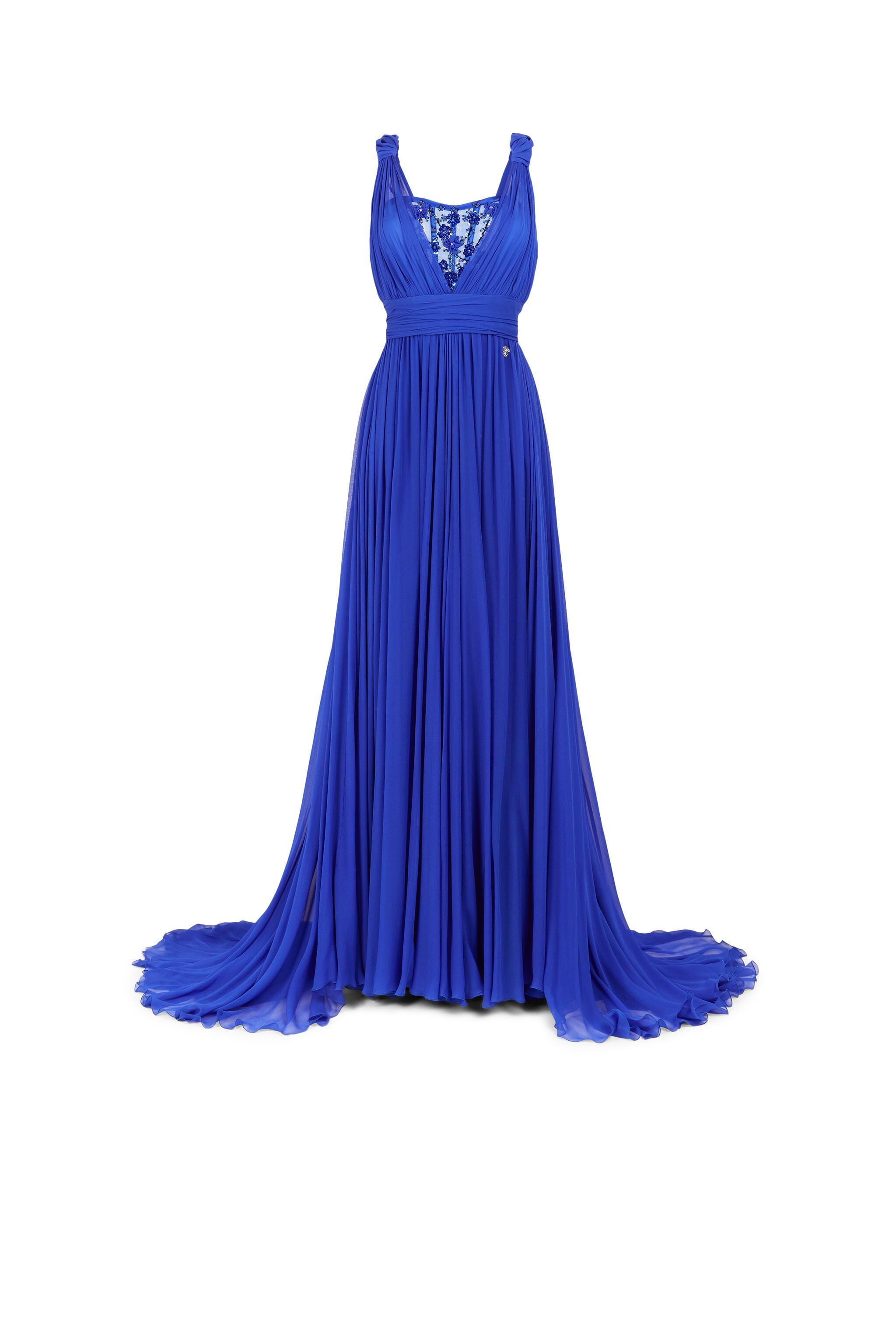 RC Bead-Embellished Silk Maxi Dress Blau KCR105-GG051