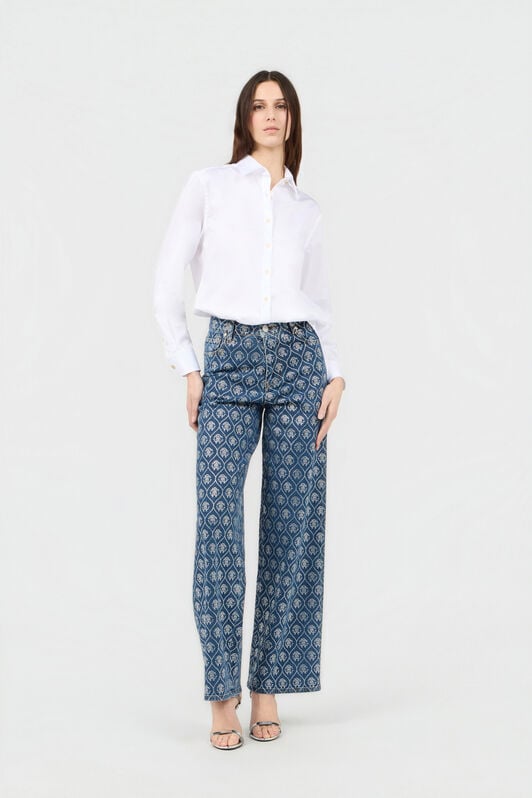 RC Denim jeans with all-over monogram in rhinestones LIGHT BLUE SOJ20K-DY012