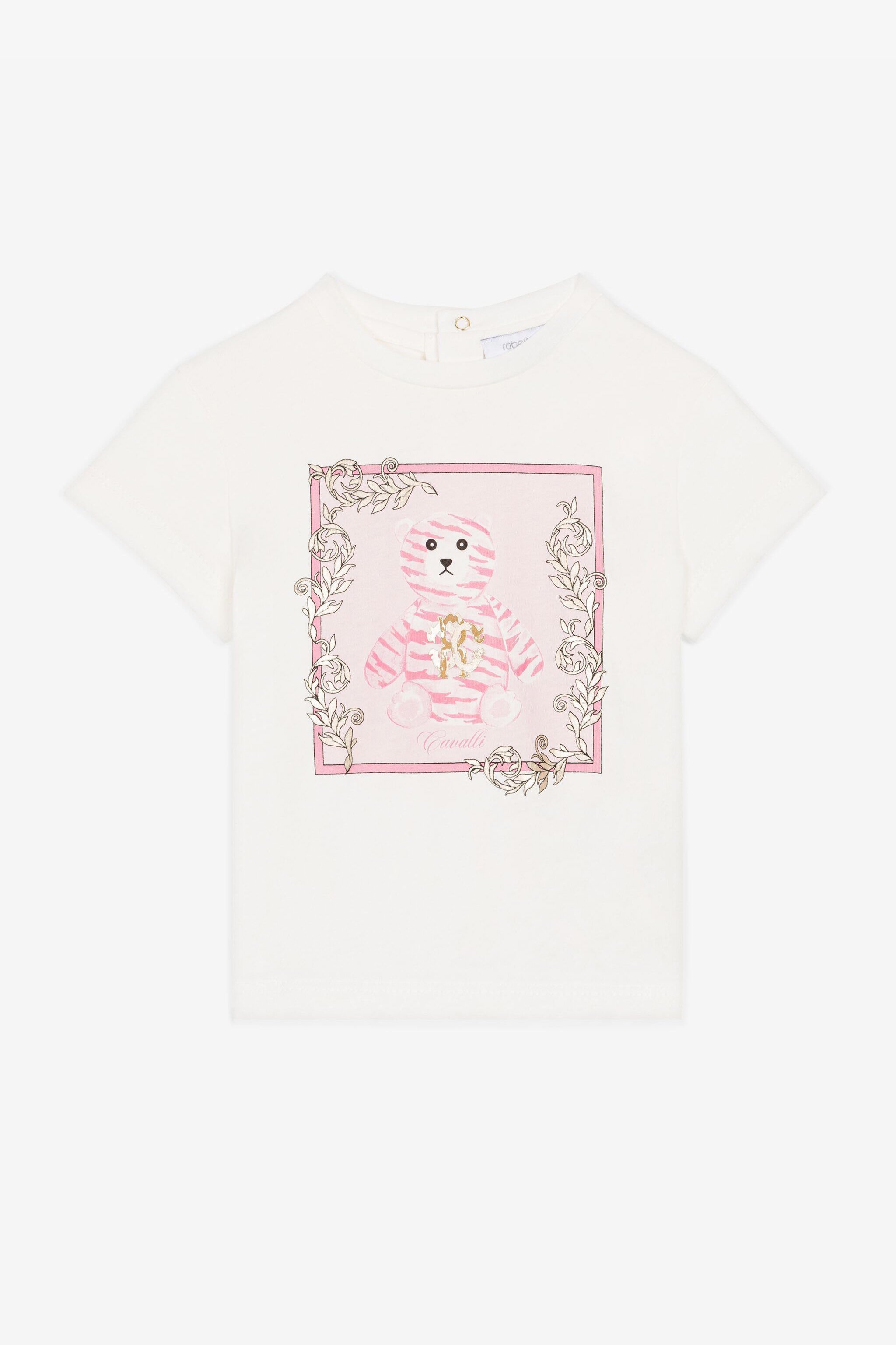 JU Teddy Bear-Print Cotton T-Shirt White RJT607-JD001