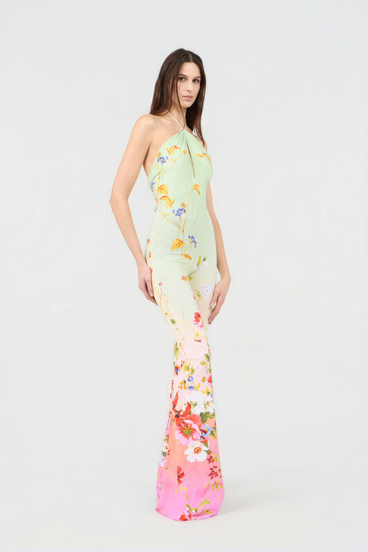 RC Miami Flowers Print Jumpsuit GREEN/FUCHSIA WQT145-LNR32