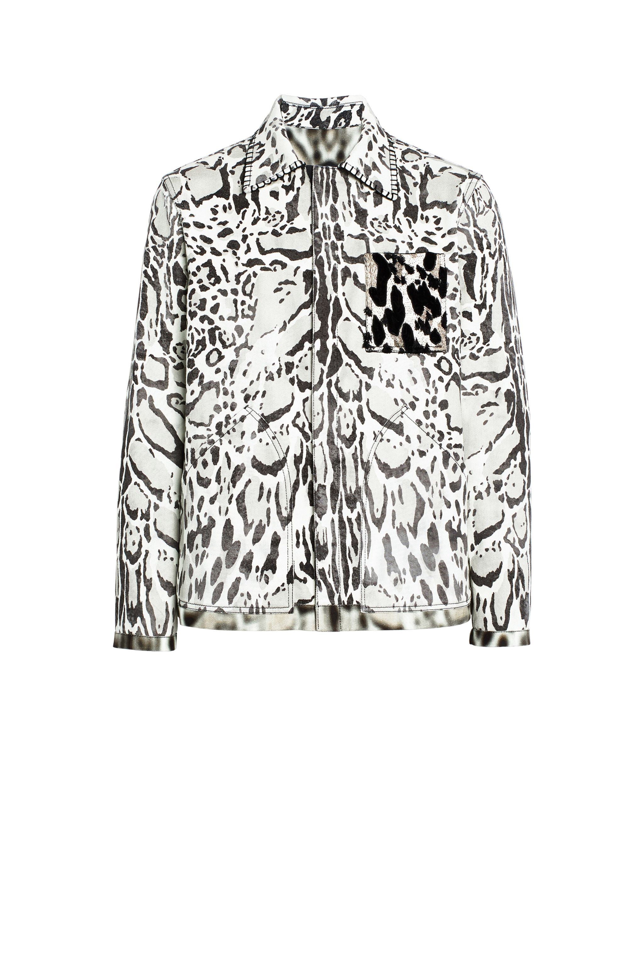 Lynx print shirt jacket in NATURAL/OFF WHITE for Men | Roberto