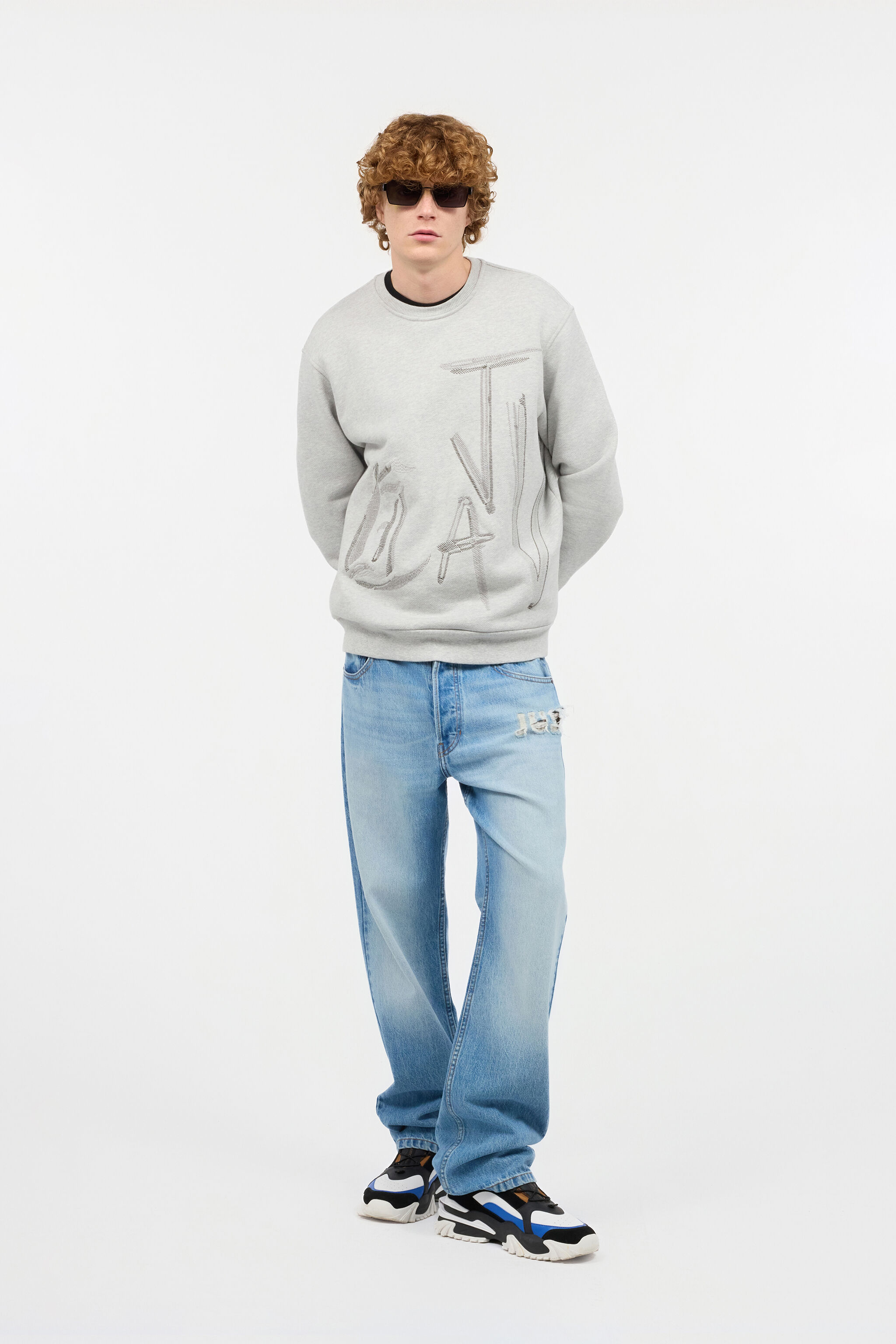 JC Felpa Con Lettering Grigio UFT069-UF089